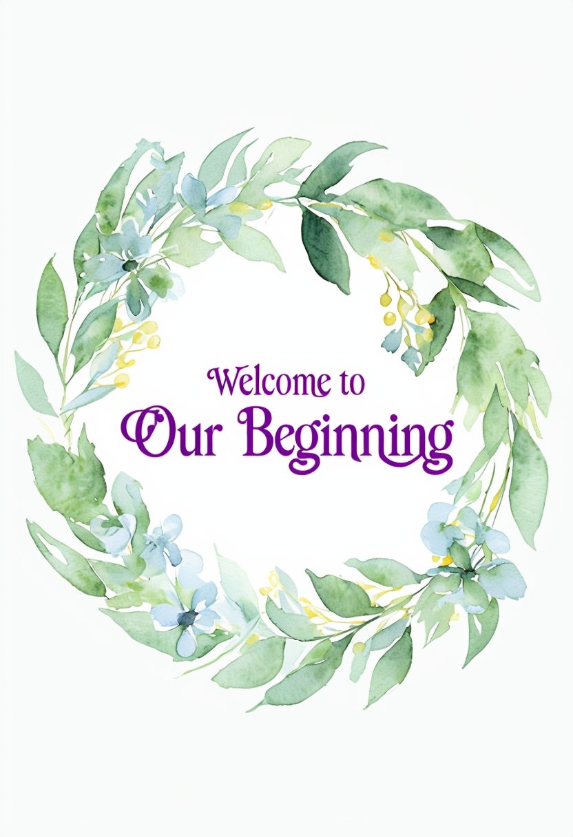 Elegant Watercolor Welcome to Our Beginning Event Sign