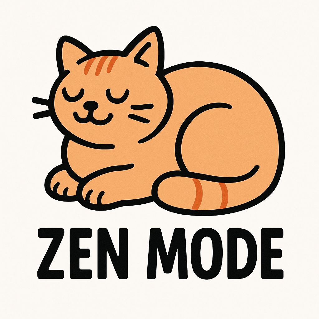 Zen Mode Cartoon Orange Tabby Cat Illustration Sticker
