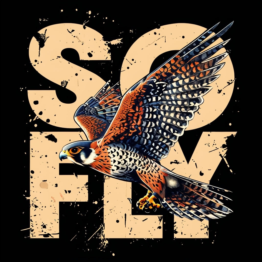 Vintage Falcon Soaring with Bold SO FLY Typography T-Shirt