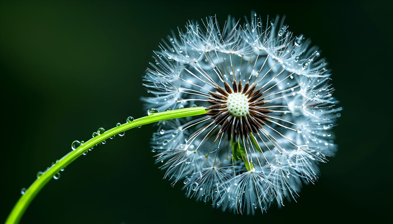 Captivating Close-Up Dandelion Seed Head Macro Photography Background