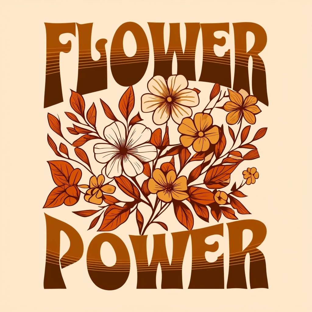 Vintage Flower Power Retro Typography T-Shirt
