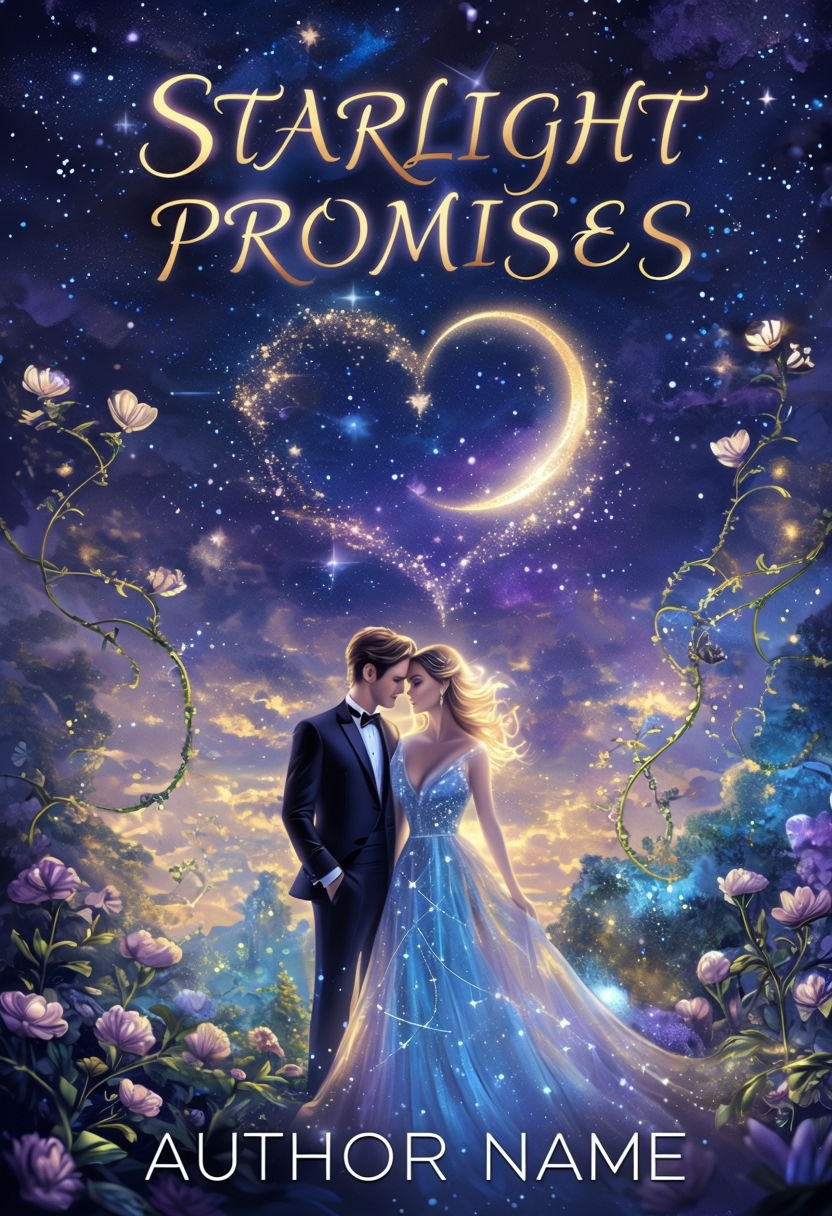 Dreamy Starlight Promises Couple in Enchanted Garden eBook Cover