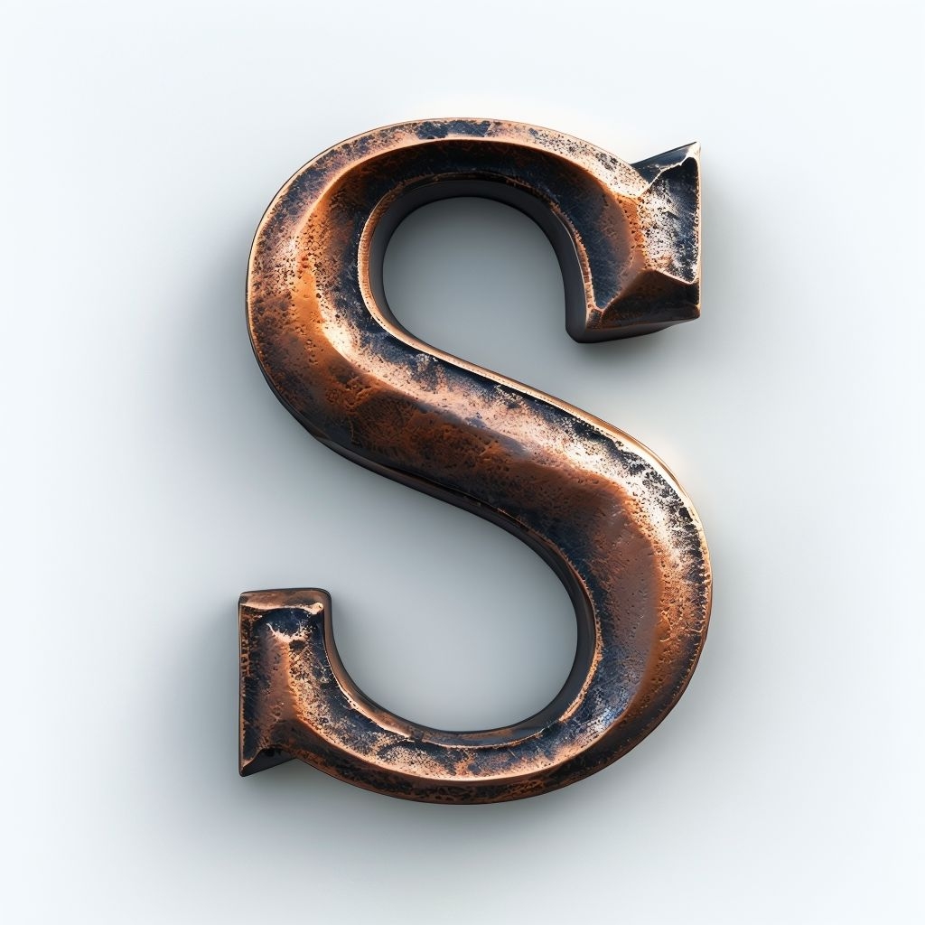 Rustic Aged Metallic Letter S 3D Artwork Monogram