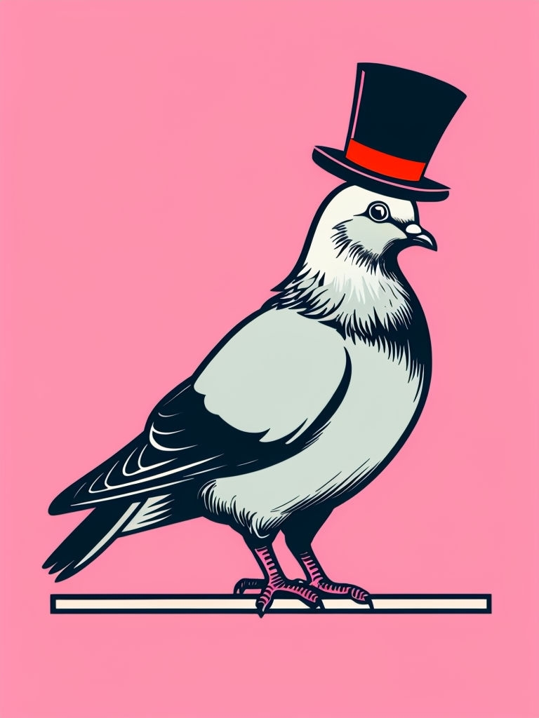 Quirky Pigeon in a Top Hat Humorous Illustration T-Shirt
