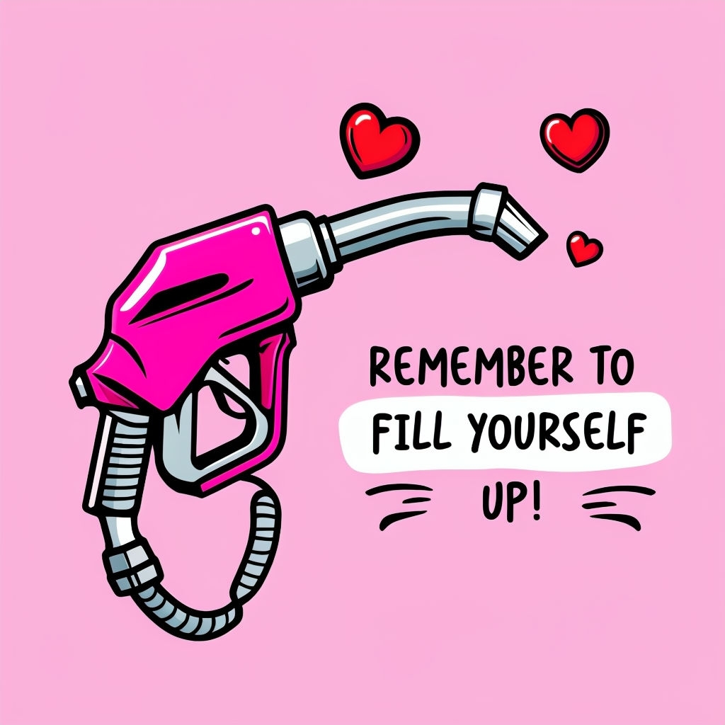 Bright Pink Gas Pump with Self-Care Message T-Shirt