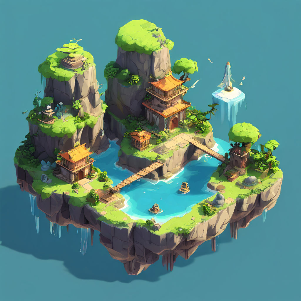 Isometric ghibli game asset island by HoH - Playground