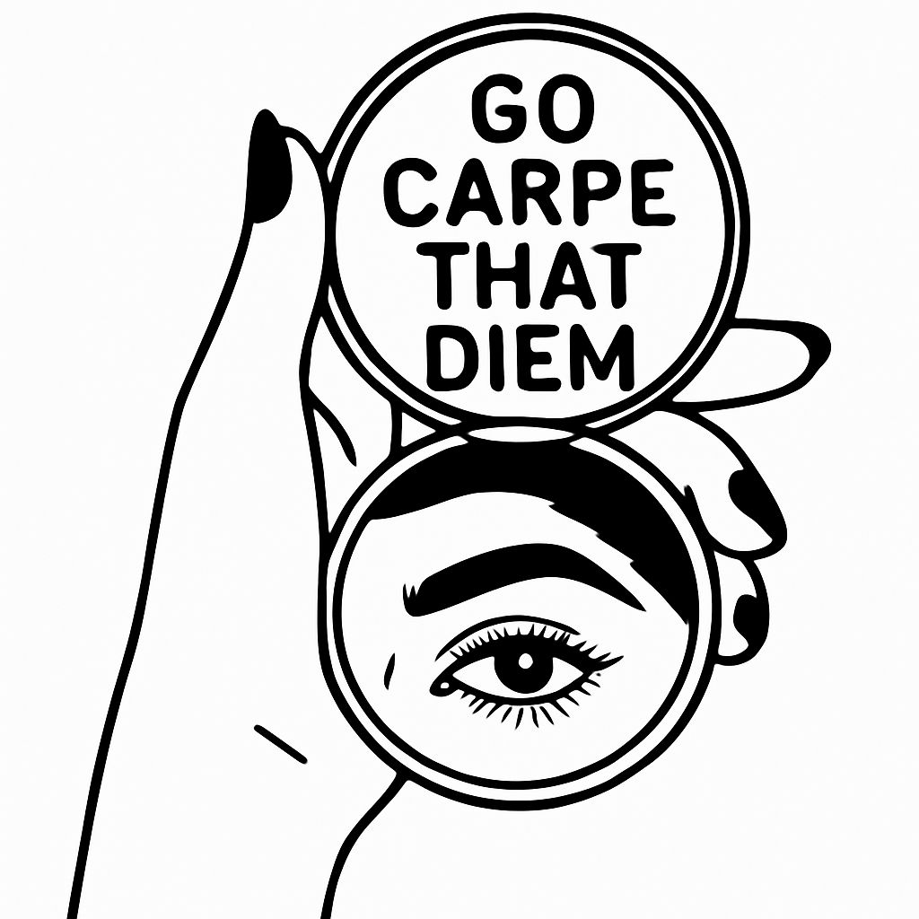 Minimalist Black and White Mirror Design with Inspirational Text Sticker