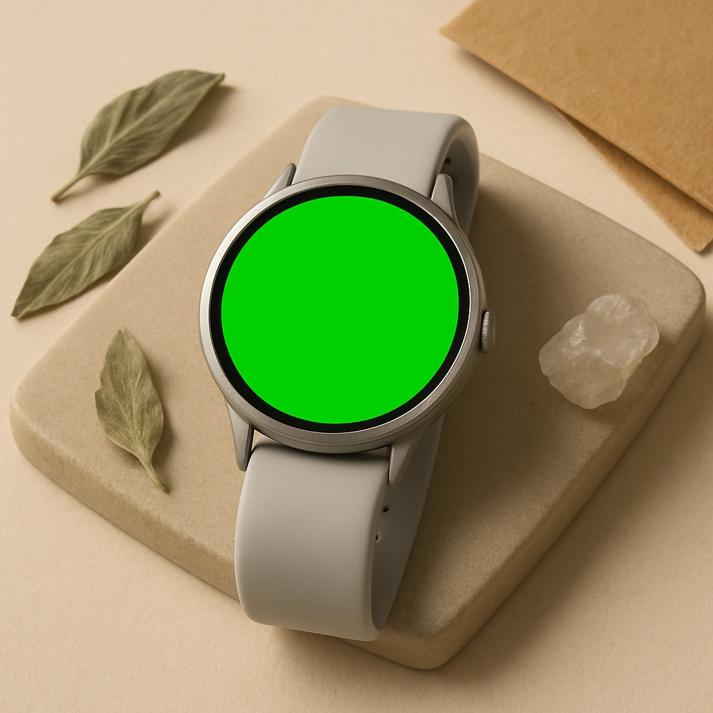 Modern Smartwatch on Beige Stone Slab Mockup