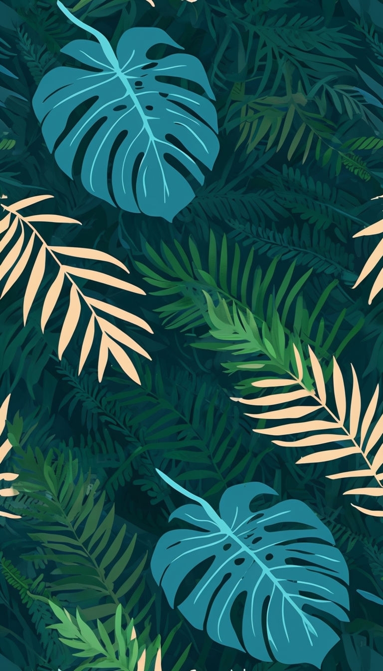 Tropical Monstera Leaf Pattern on Dark Teal Background Phone Case Cover
