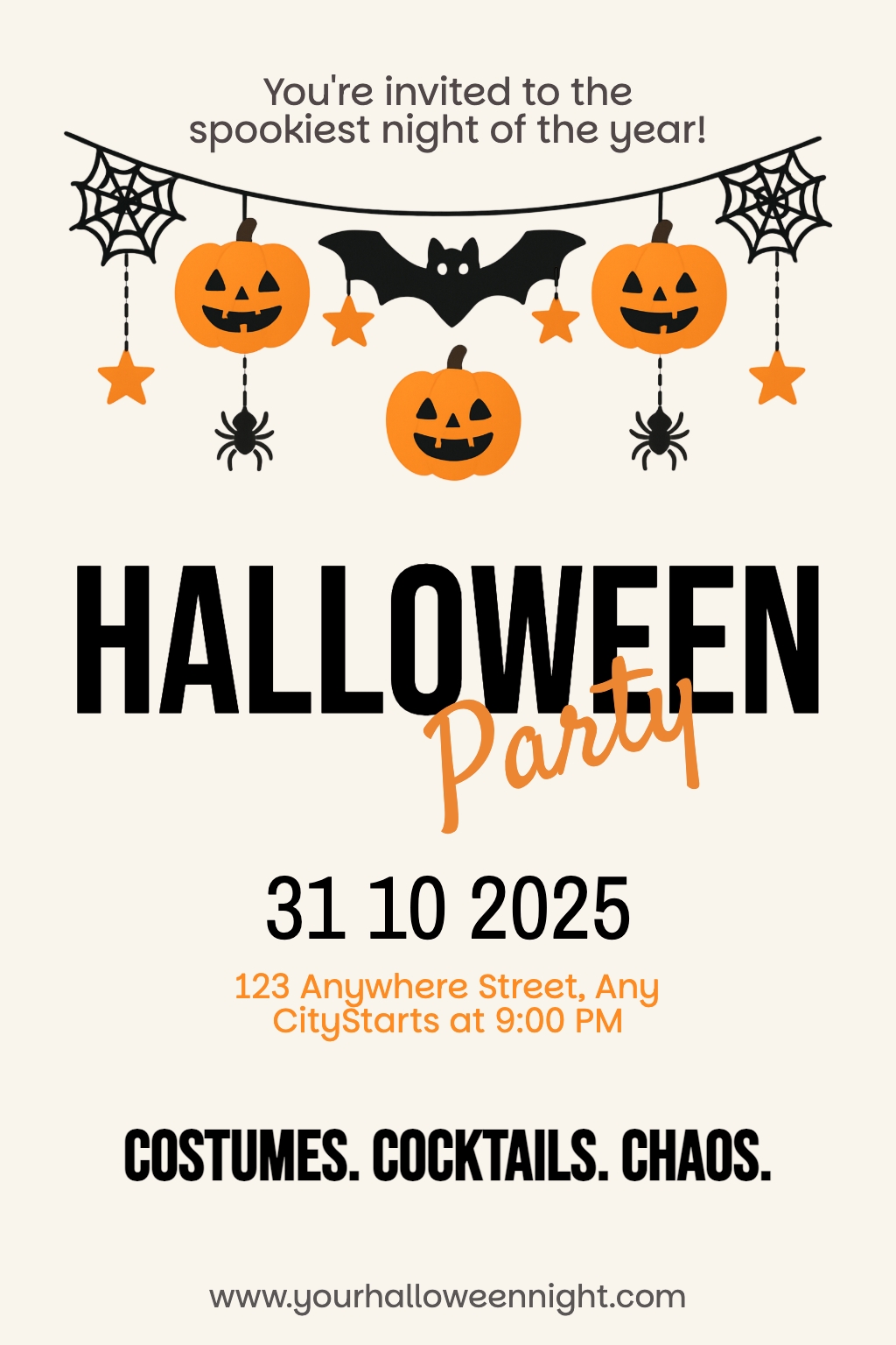 Minimalist Halloween Party Invitation Poster Design Flyer