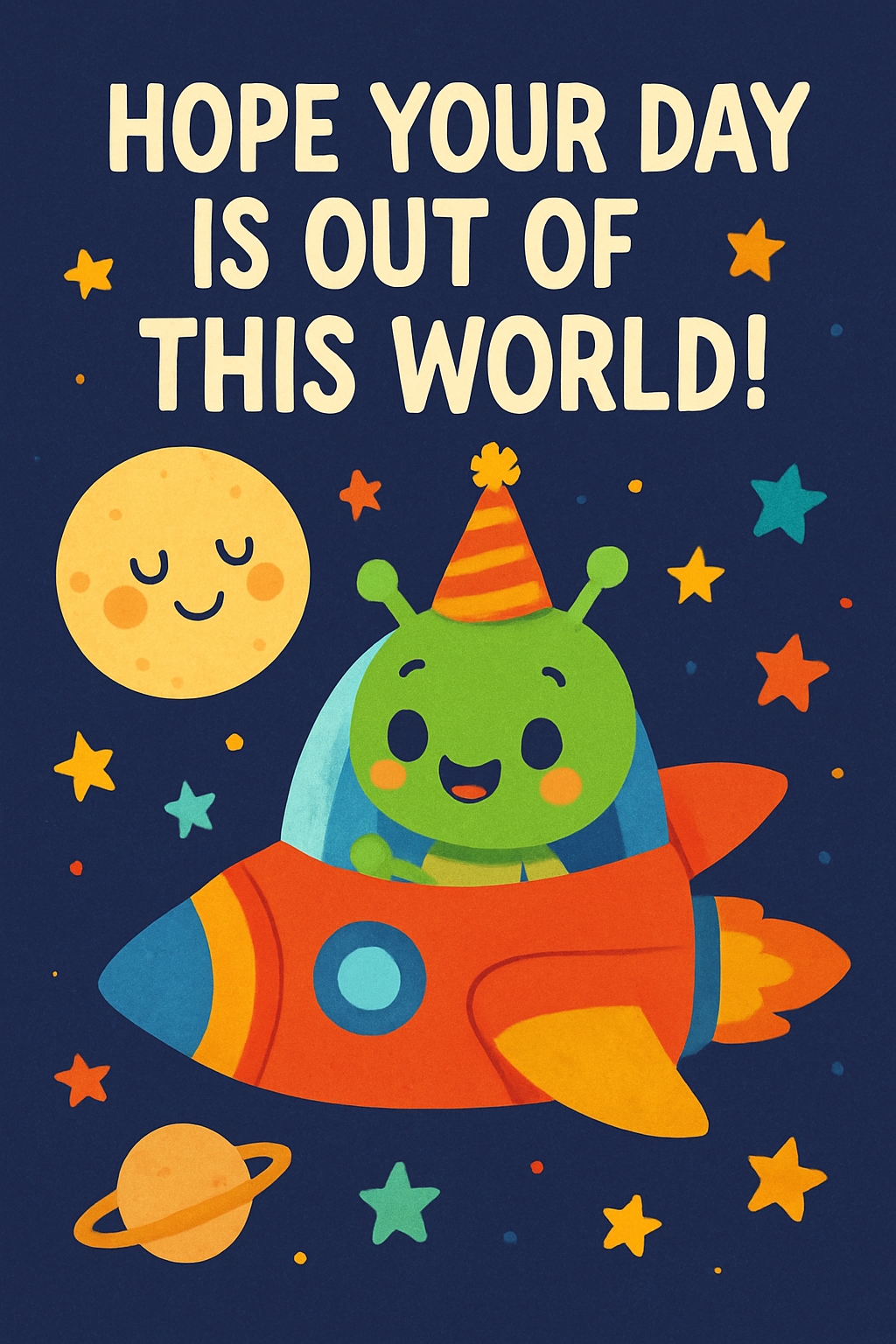 Cheerful Alien Rocket Adventure Greeting Card Design Cards & Invites