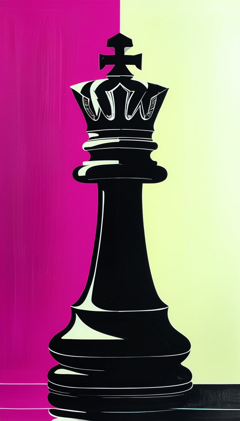 Bold Minimalist Chess Piece Glass Painting Mobile Wallpaper