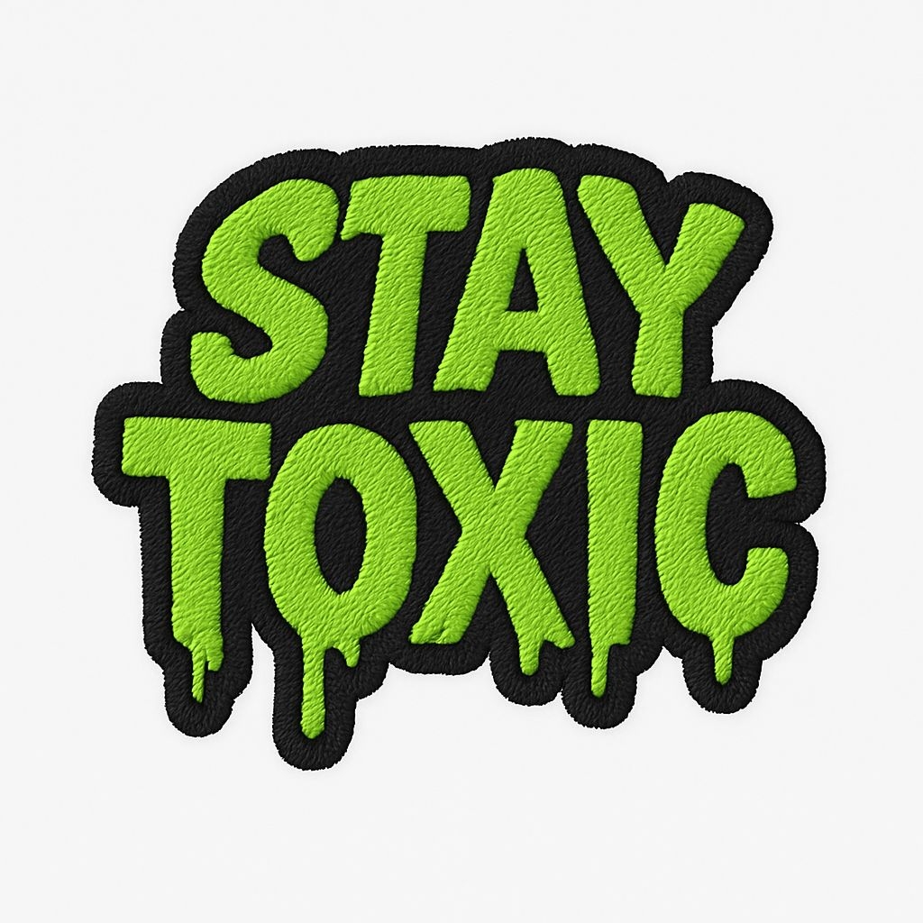 Edgy Neon Green 'Stay Toxic' Embroidered Patch Sticker