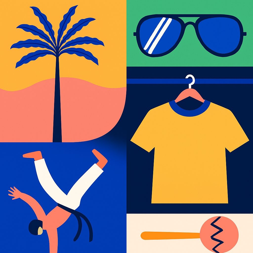 Vibrant Minimalist 2x3 Grid Illustration with Fun Elements Sticker