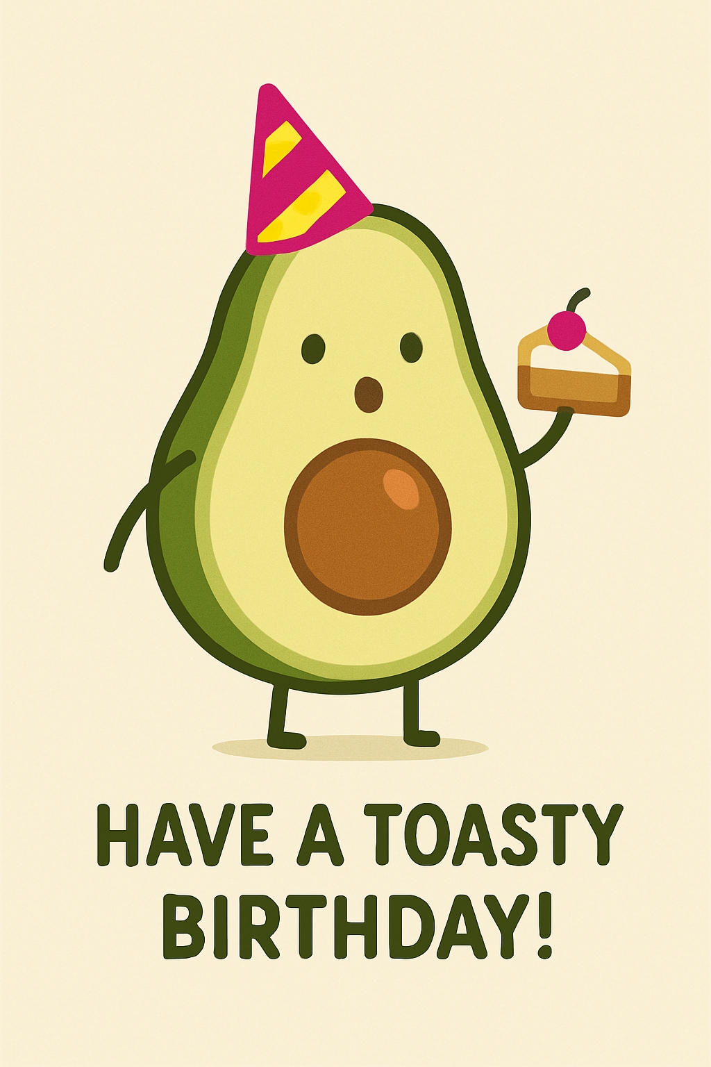Cheerful Cartoon Avocado Birthday Invitation Card Design