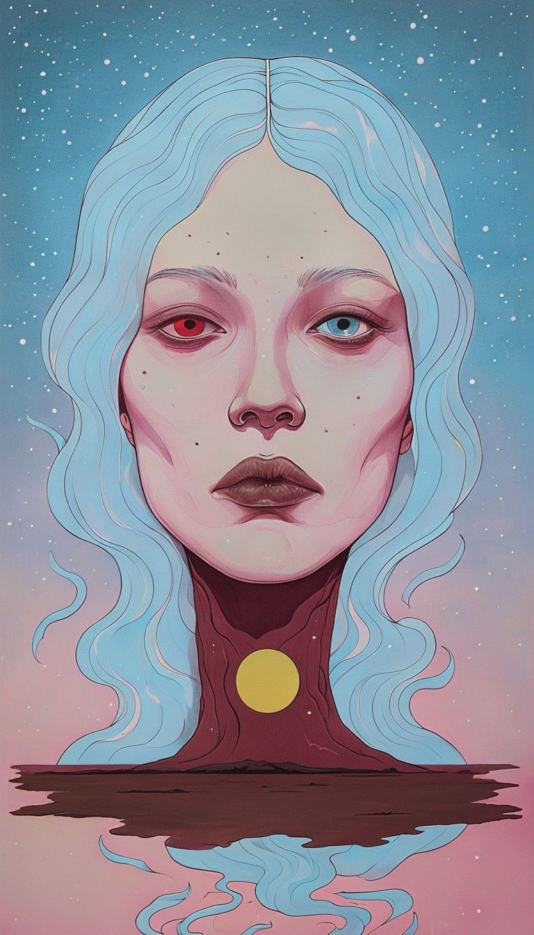 Ethereal Surreal Face with Mystical Landscape Mobile Wallpaper
