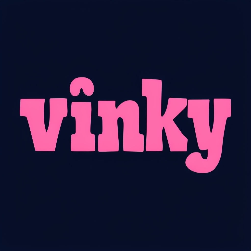 Playful Vinky Logo in Bright Pink on Dark Navy Background Logo