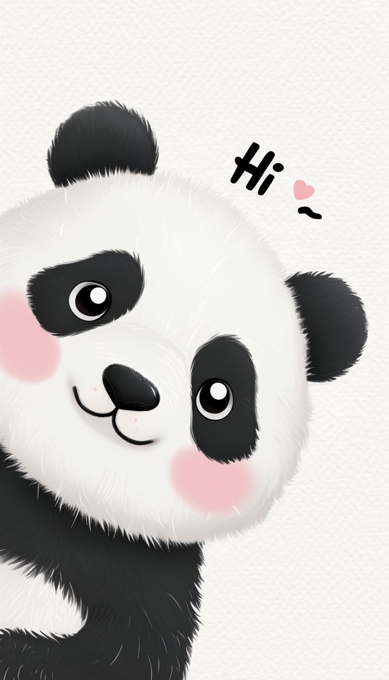 Adorable Panda Character with Playful Hi Text Phone Case Cover