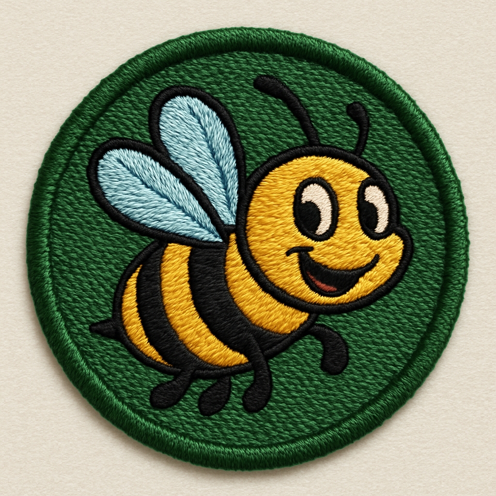 Cheerful Cartoon Bee Embroidered Patch for Hat Accessory