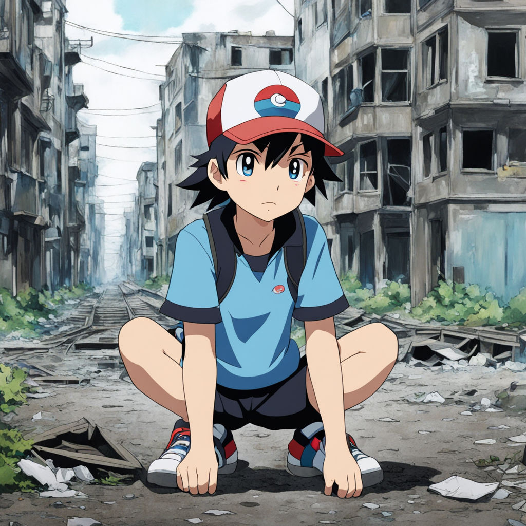 Anime photo of Ash Ketchum from Pokémon wearing a Pikachu costume