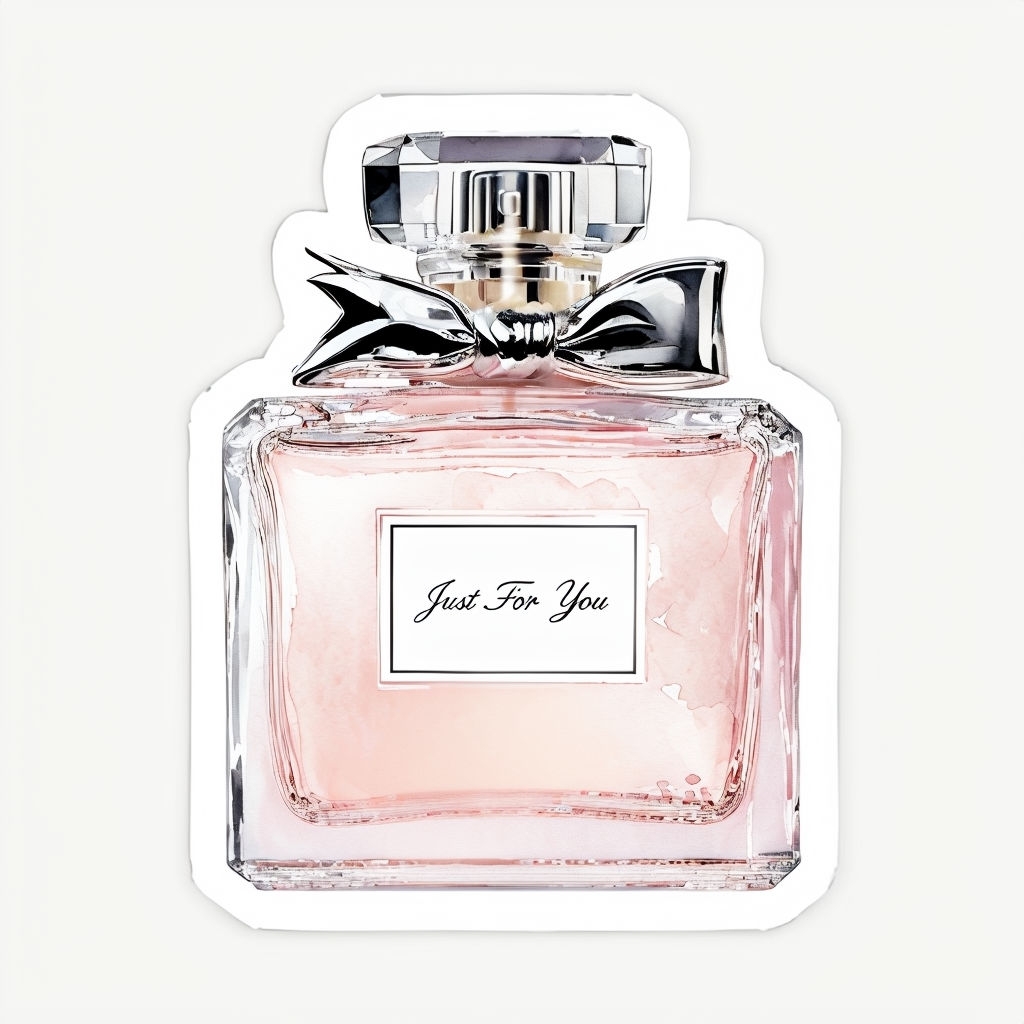 Elegant Miss Dior Perfume Bottle Illustration Sticker