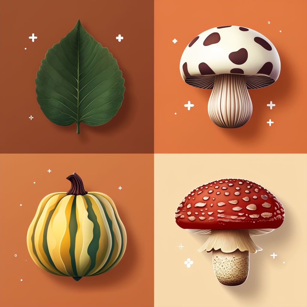 Whimsical Autumn Leaves and Mushrooms Seamless Pattern