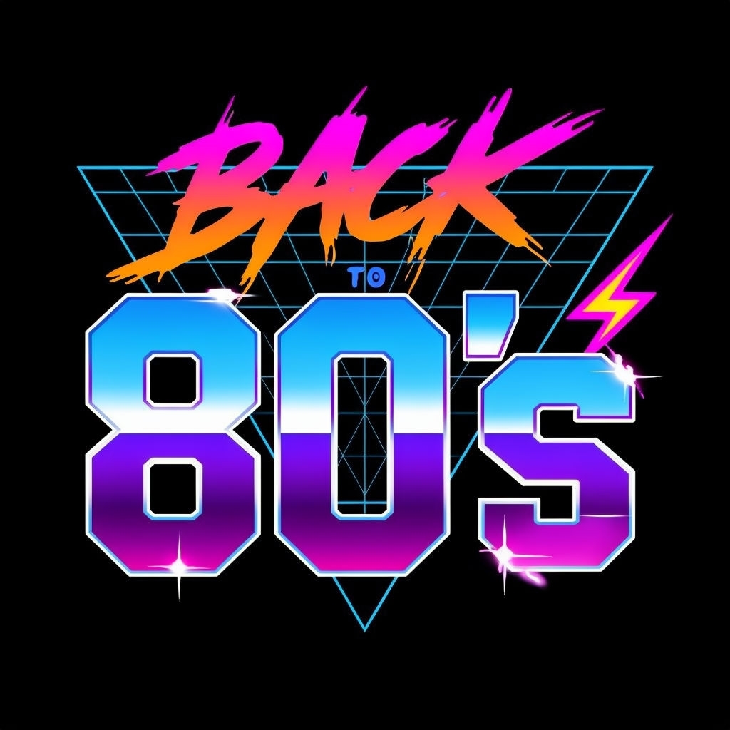Retro 1980s Neon 'Back to 80's' Vibrant Digital Poster