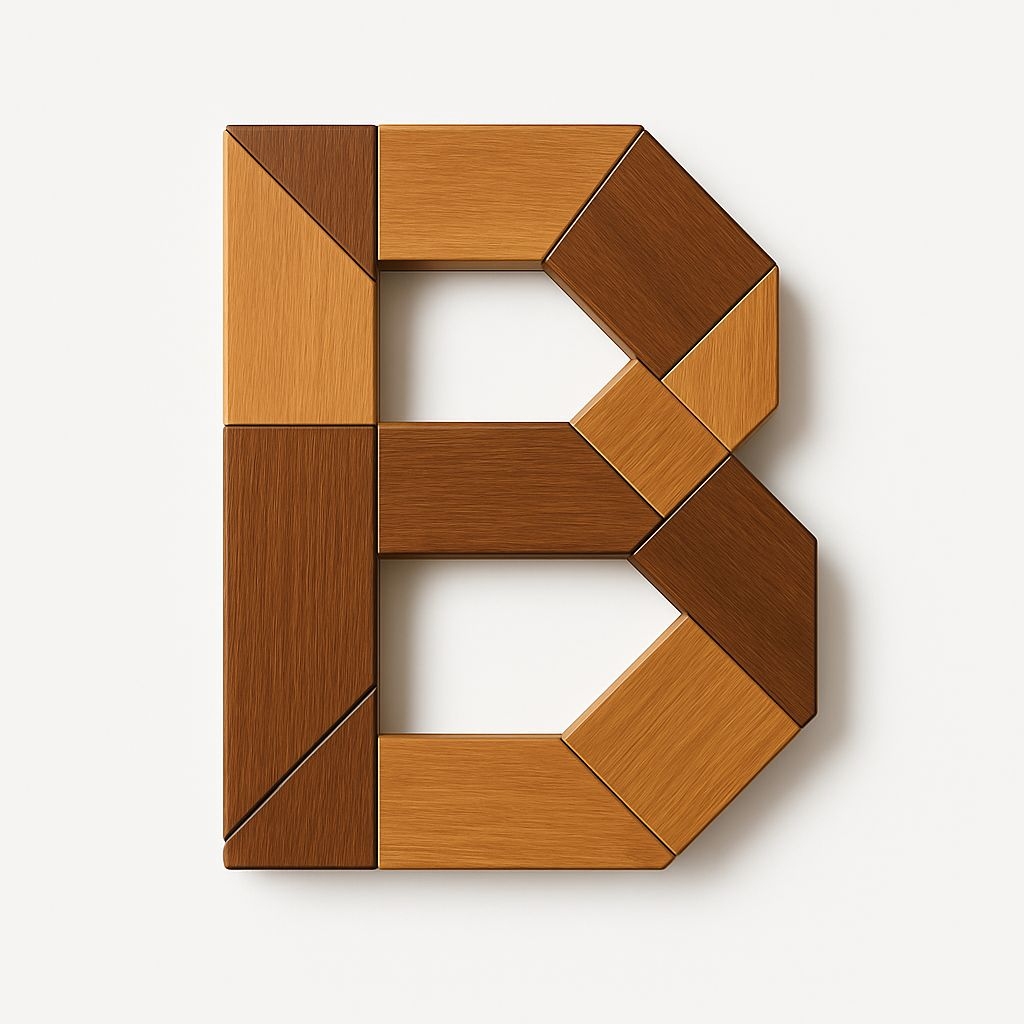 Intricate 3D Wooden Letter B Monogram Design Artwork