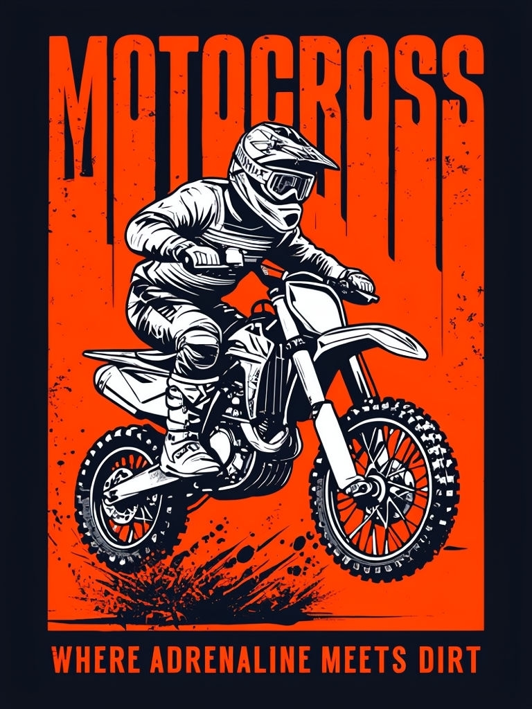 Dynamic Motocross Rider in Action Vintage Graphic T-Shirt