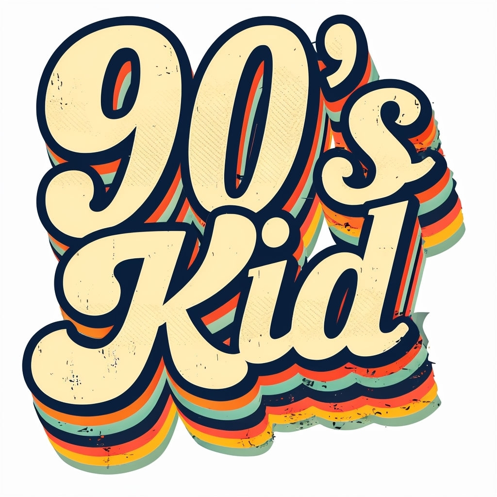 Vintage 90's Kid Retro Text Design T-Shirt