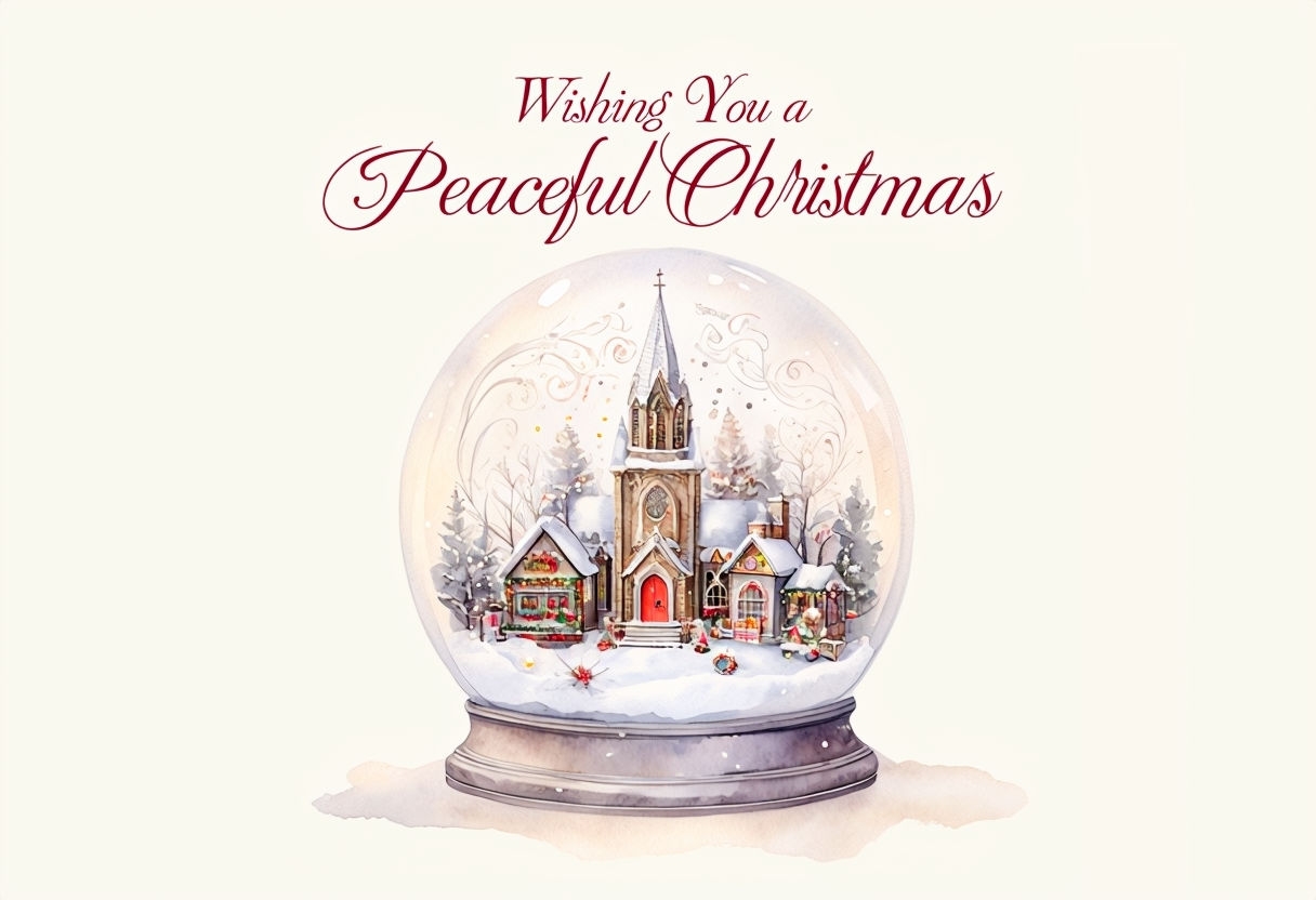 Whimsical Watercolor Christmas Snow Globe Holiday Card