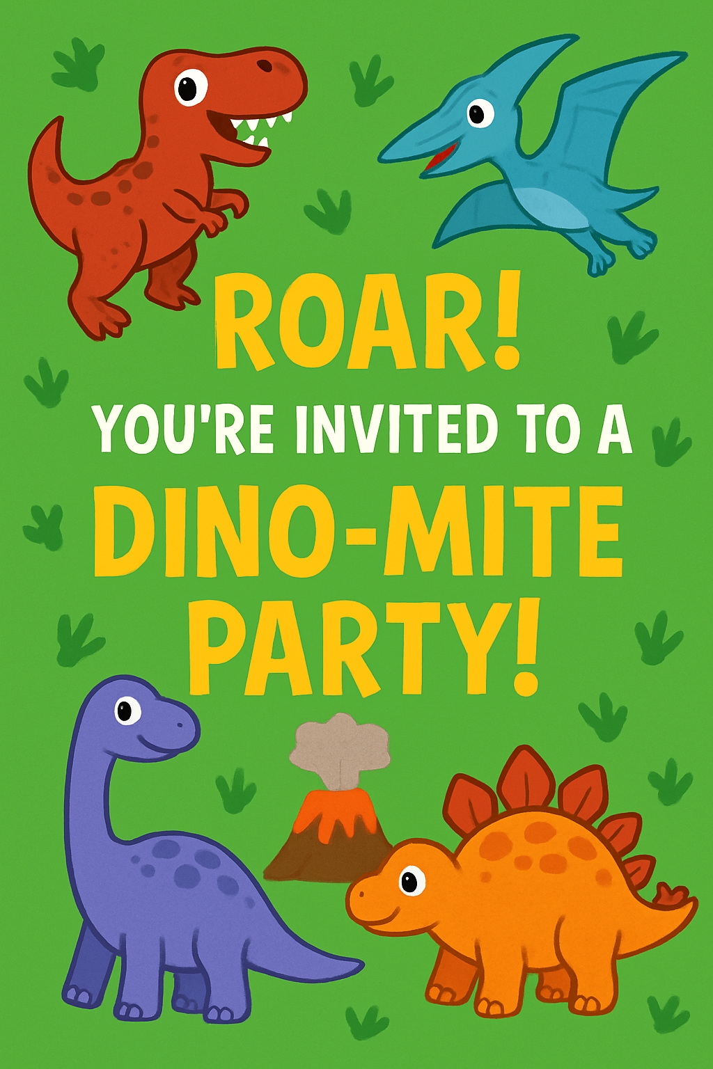 Vibrant Dinosaur-Themed Invitation Card for a Dino-Mite Party Cards & Invites