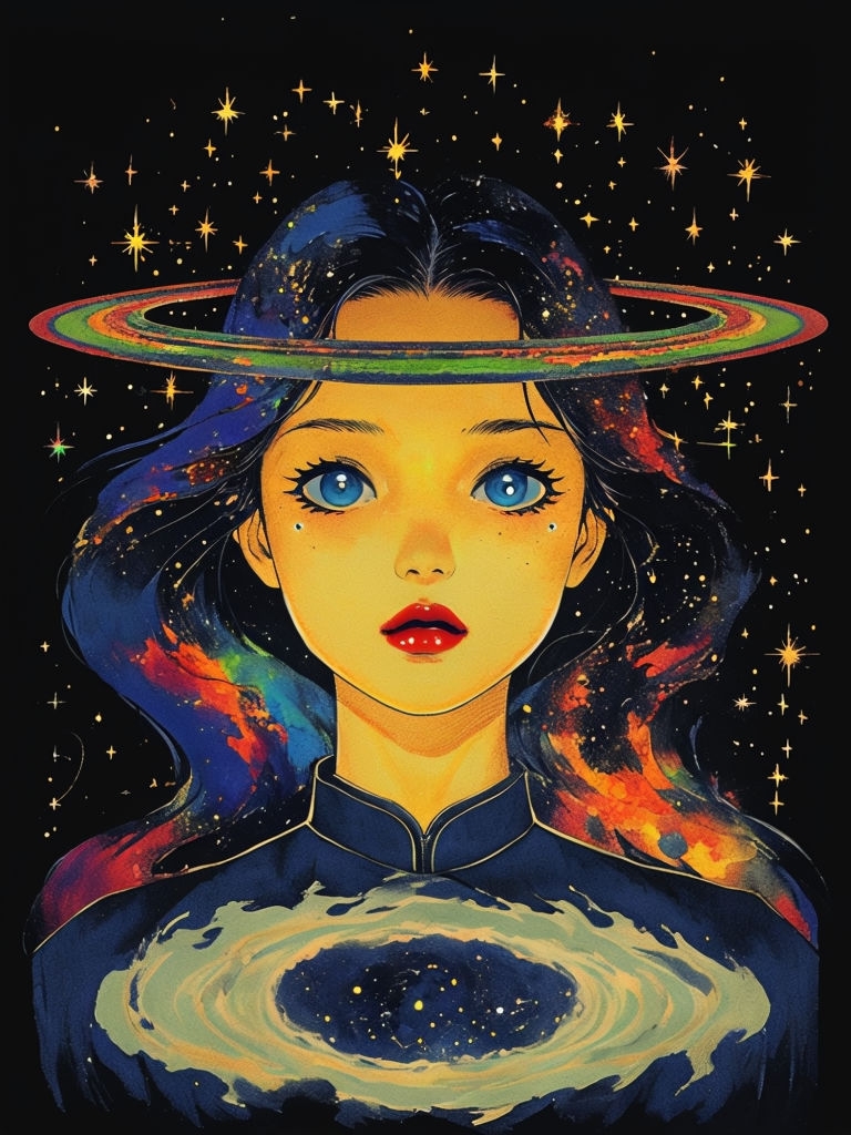 Surreal Vintage Japanese Anime Cosmic Beauty Illustration Art