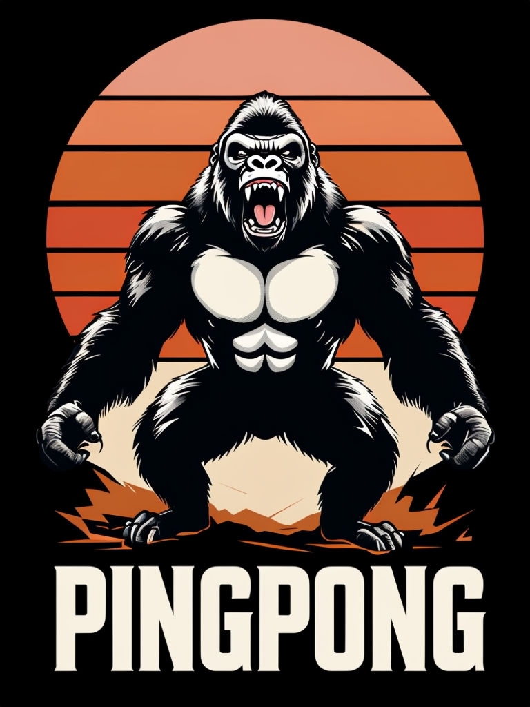 Aggressive Retro Gorilla Illustration with Bold Text T-Shirt