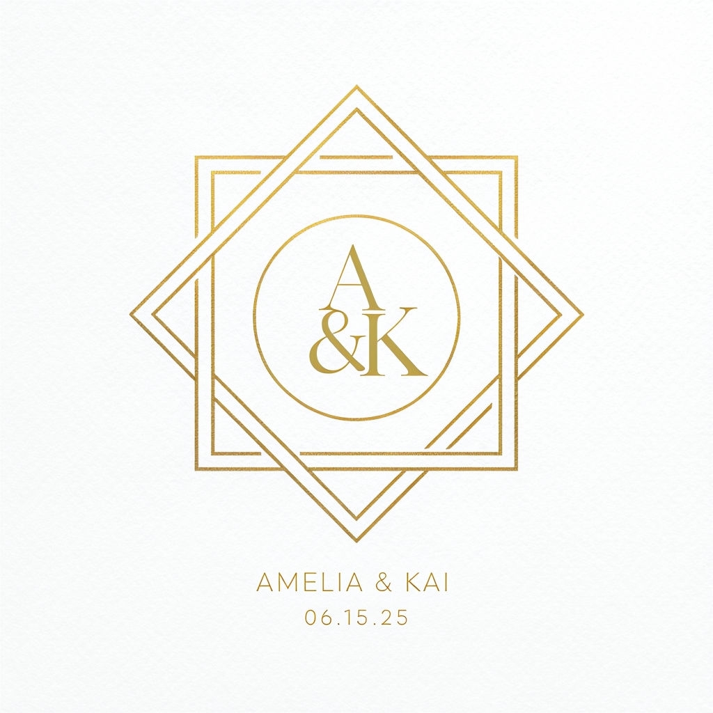 Elegant Gold Minimalist Wedding Logo Design for A&K Monogram