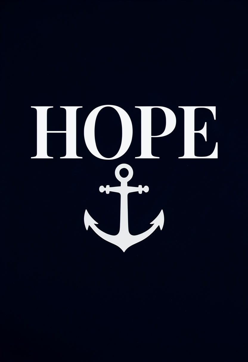 Bold White HOPE Typography with Anchor Symbol T-Shirt