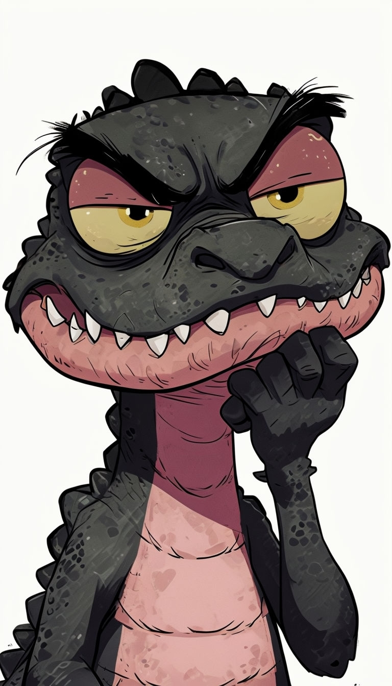 Grumpy Cartoon Crocodile Creature Close-Up Illustration Phone Case Cover