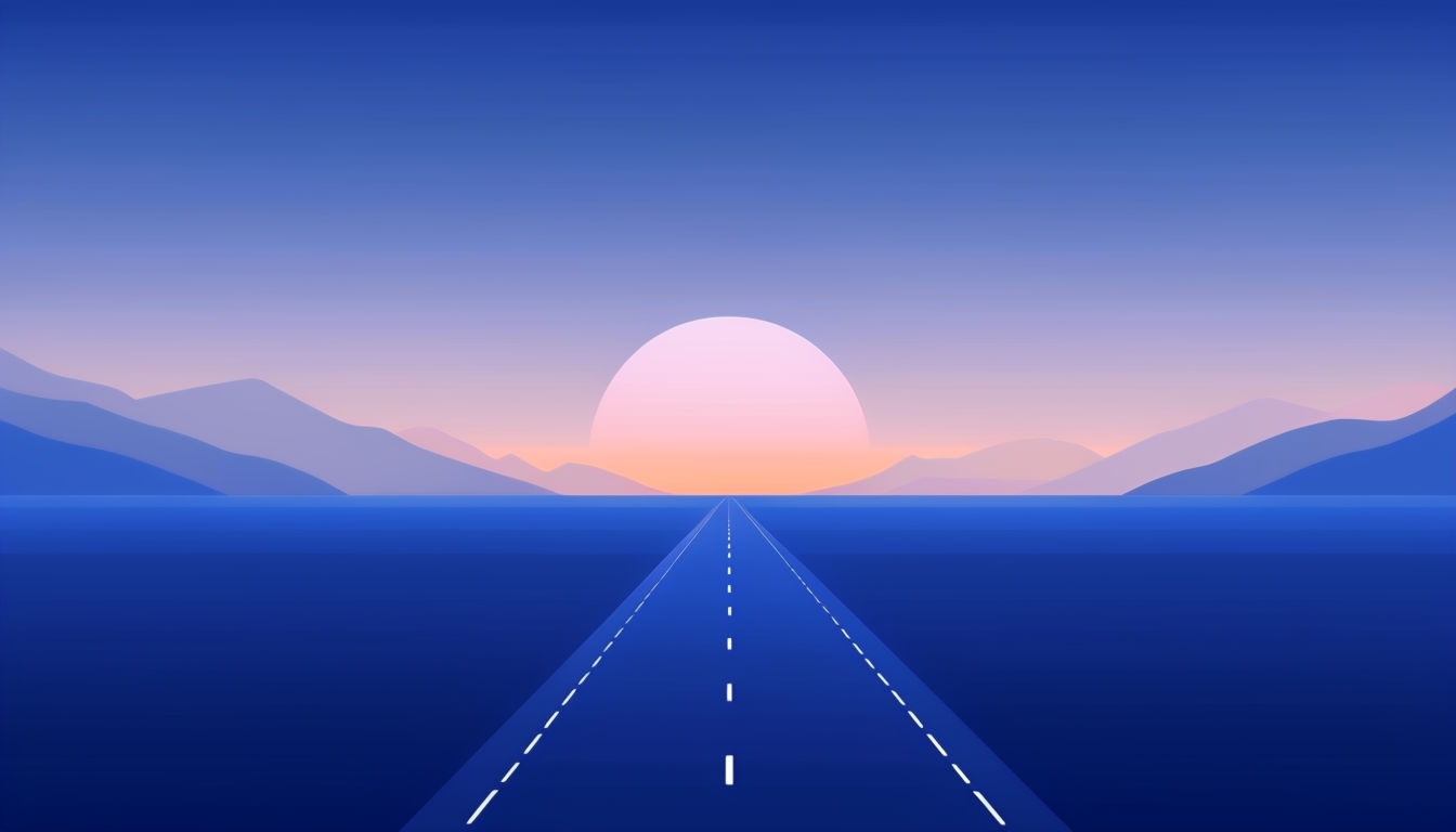 Minimalist Serene Road Landscape Under Dusky Sky Virtual Backgrounds