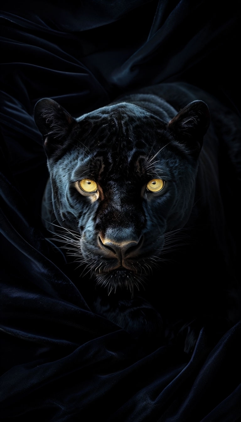 Intense Black Panther Portrait with Golden Eyes Mobile Wallpaper