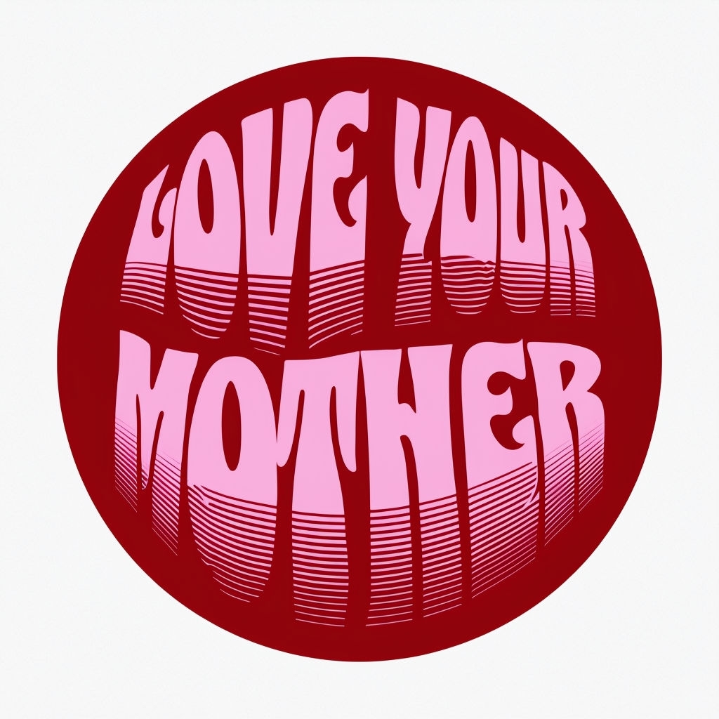 Love Your Mother Retro Typography Circular Design Mug