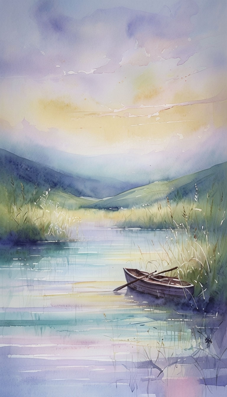 Serene Watercolor Lake Landscape Phone Case Cover