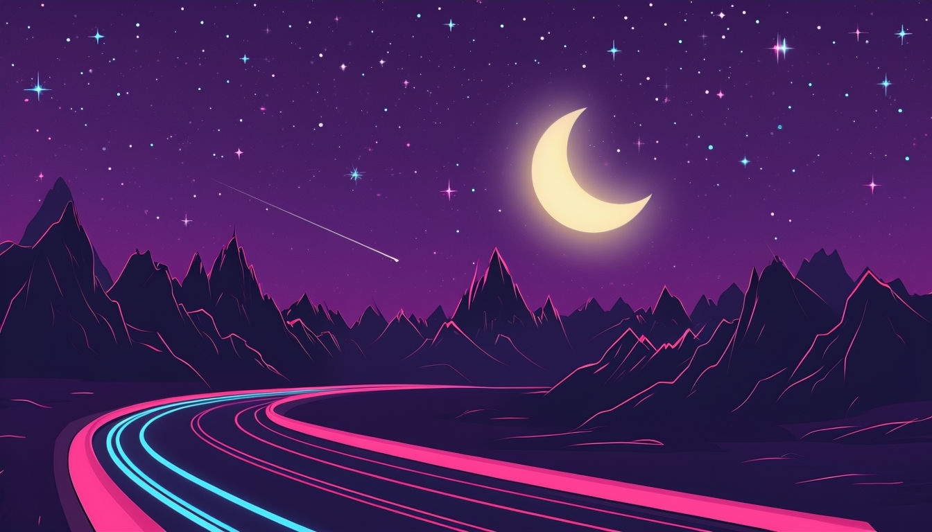 Tranquil Retro-Futuristic Night Landscape Virtual Background