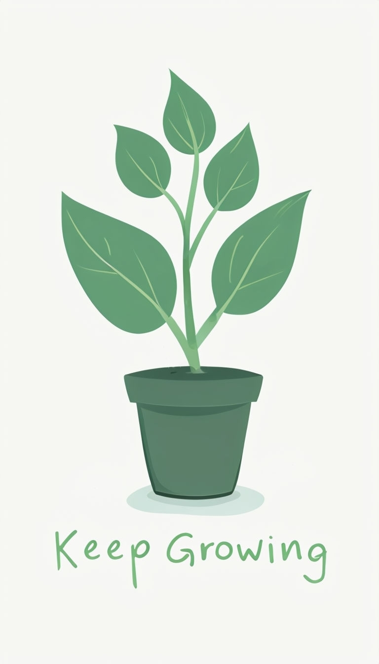 Keep Growing Inspirational Potted Plant Art