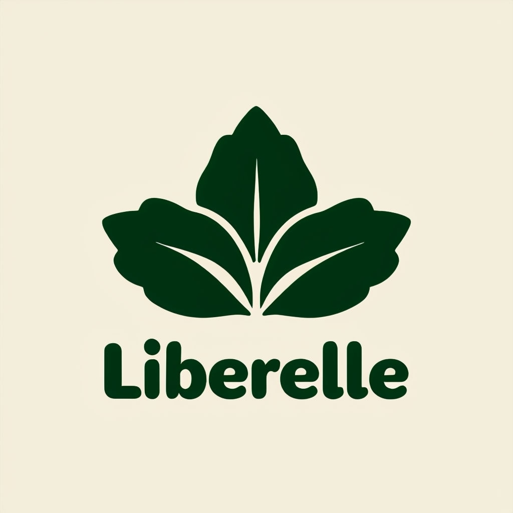 Elegant Minimalist Liberelle Logo with Forest Green Leaves