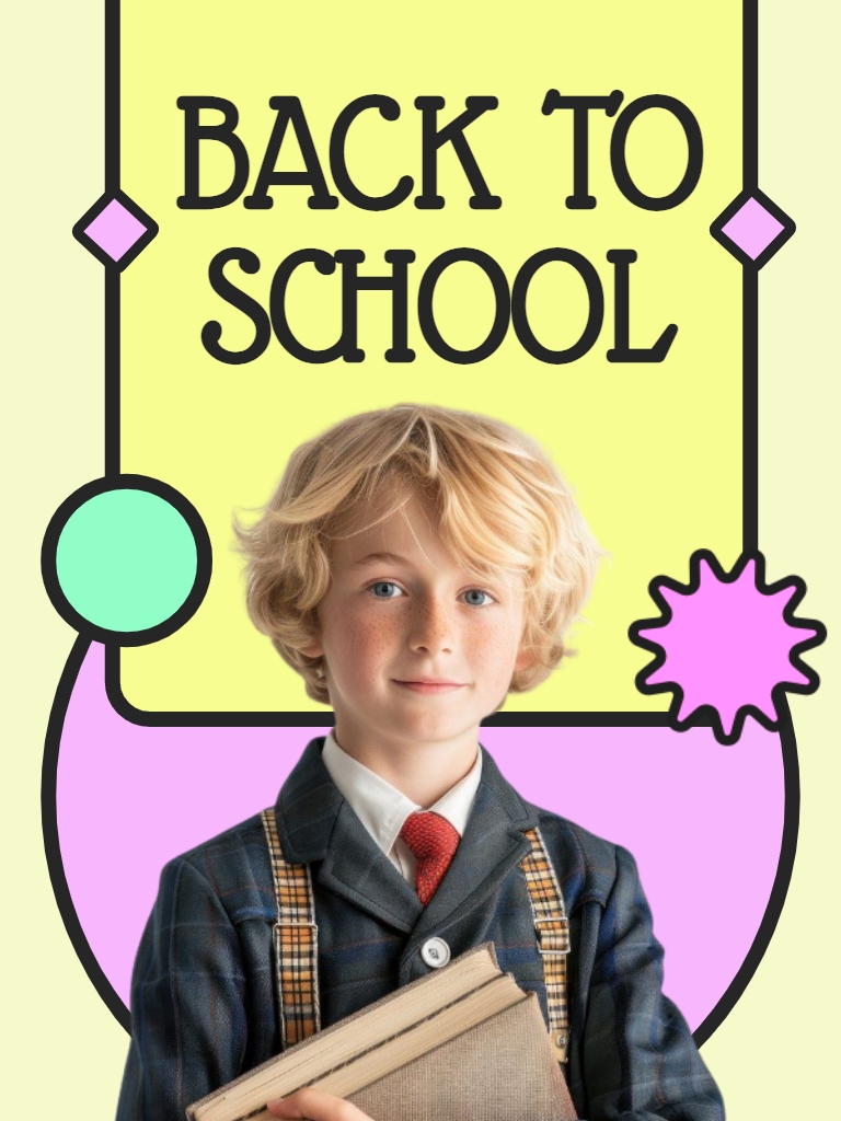 Cheerful Back to School Boy Holding Vintage Books Instagram Post