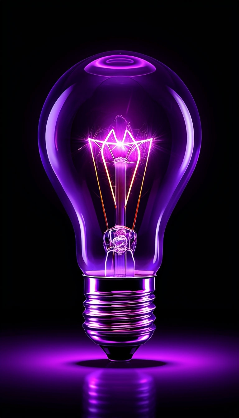 Glowing Neon Purple Incandescent Light Bulb Art Mobile Wallpaper