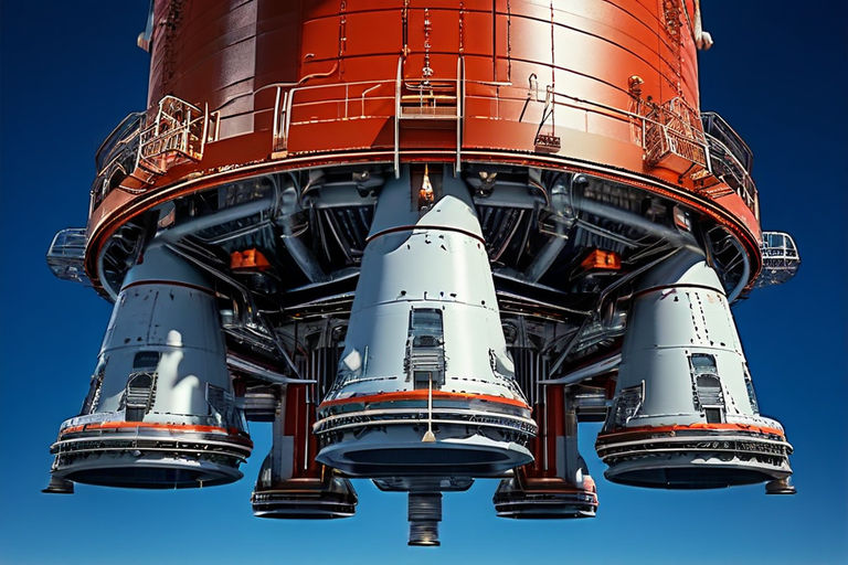 Bottom perspective of the Soviet N1 superheavy rocket from t... by Юрий ...