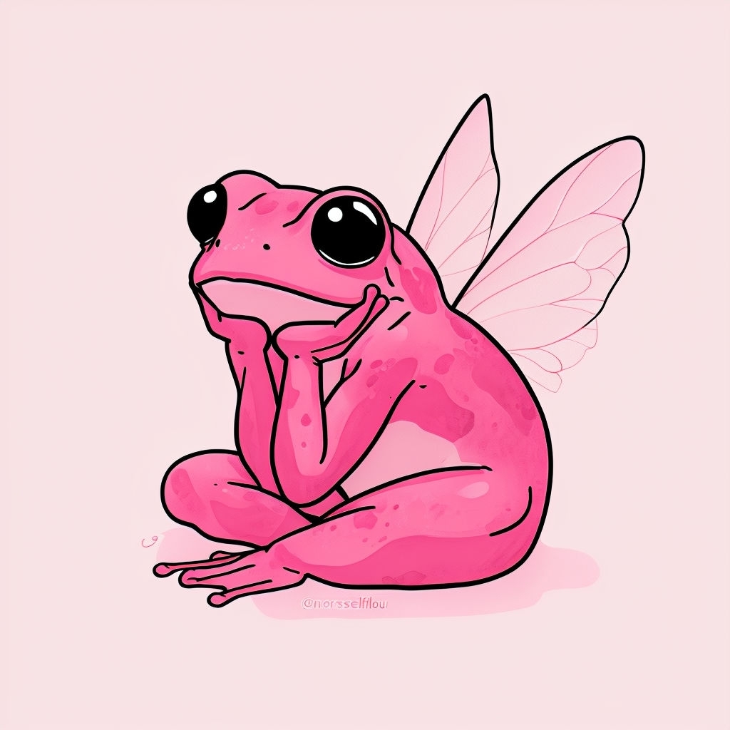 Whimsical Pink Frog with Butterfly Wings Cartoon T-Shirt