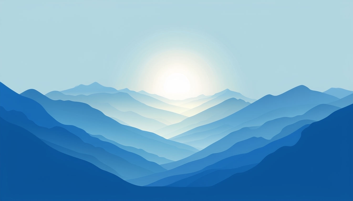 Minimalist Mountain Landscape with Sun Vector Art Background