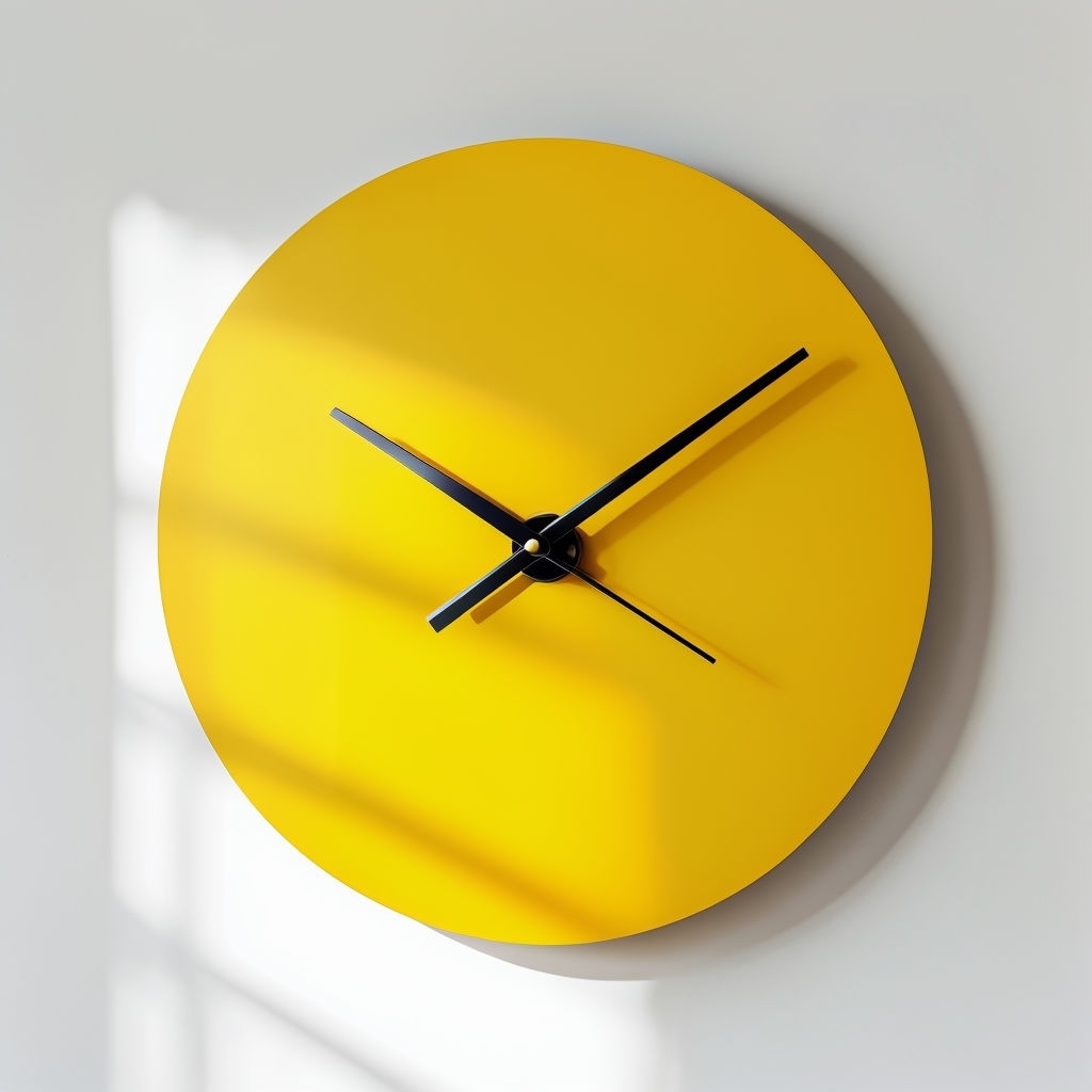 Vibrant Yellow Modern Wall Clock Design Mockup